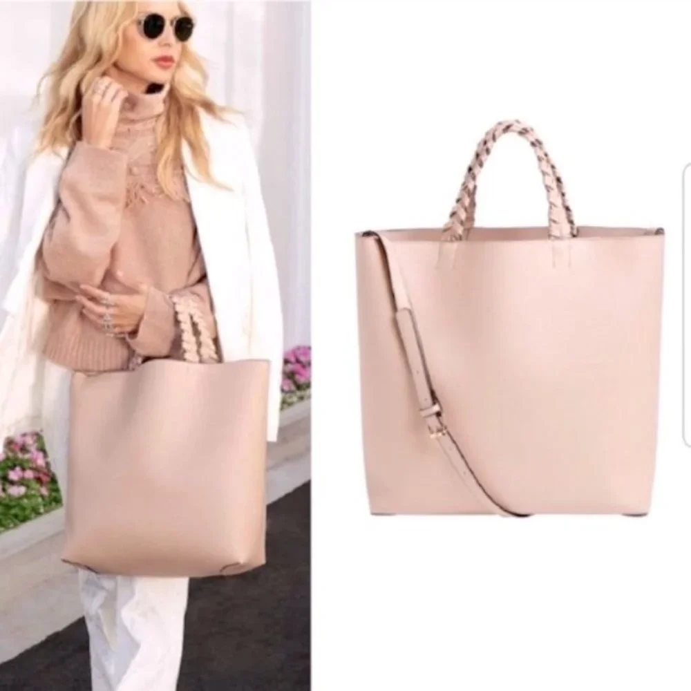 Jules Kae x Rachel Zoe Charlotte Vegan Leather Tote/Crossbody in Blush Pink NWT